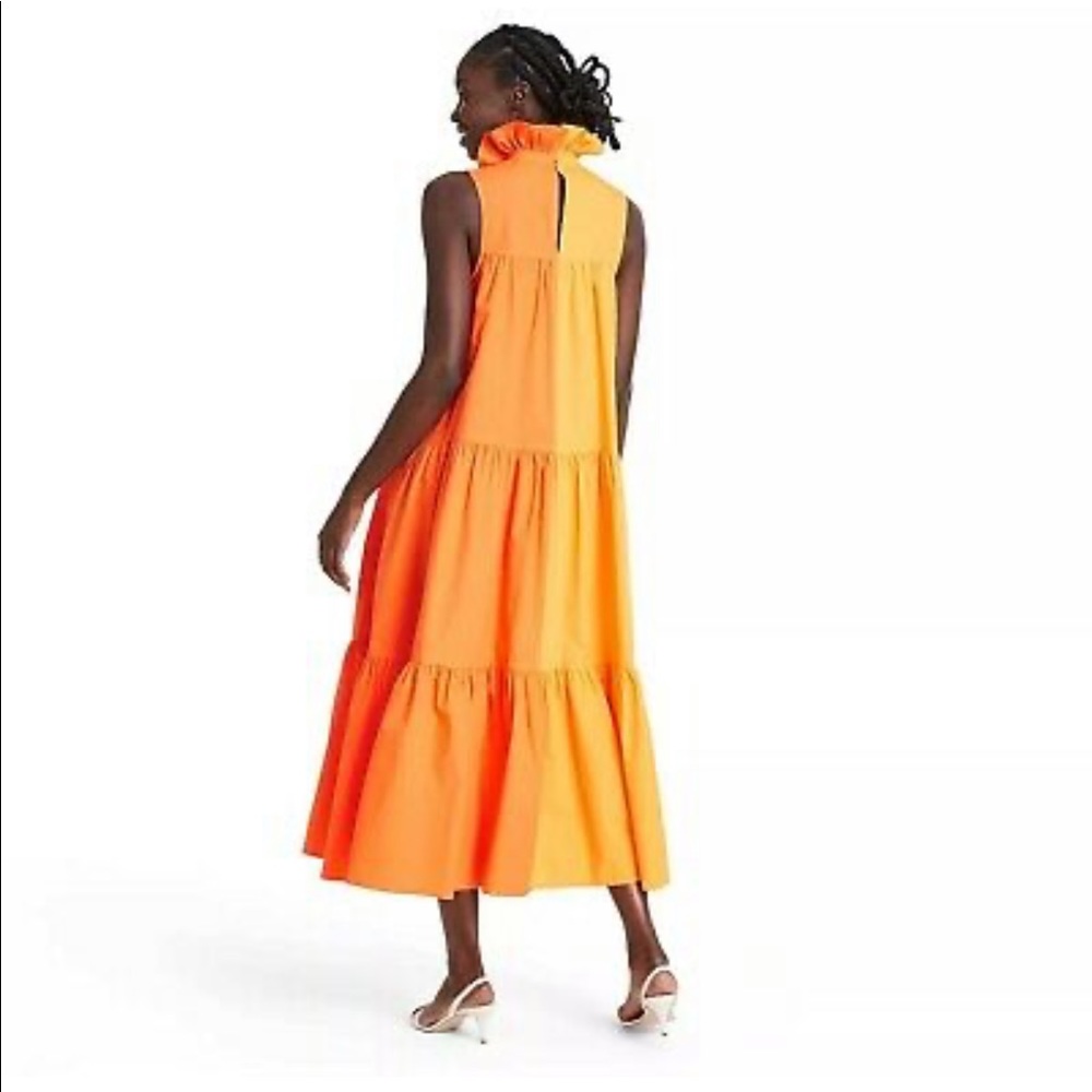 Orange and Yellow Sleeveless Tiered Maxi Dress - Picture 4 of 9